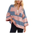 thumbnail image 2 of Womens Oversized Striped Shirt Half Zip Long Sleeve Sweatshirt V Neck Color Block Tops 2026 Spring Casual Tees Dressy Lightweight Comfy Outfits Going Out Tops Ladies Fashion Trendy, 2 of 6