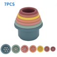 thumbnail image 3 of Baby Silicone Hourglass Stacking Cup, Montessori Educational Toy, Intelligence Gift Toys Stacking Ring Tower Toy For Infant Bath Play, 3 of 4