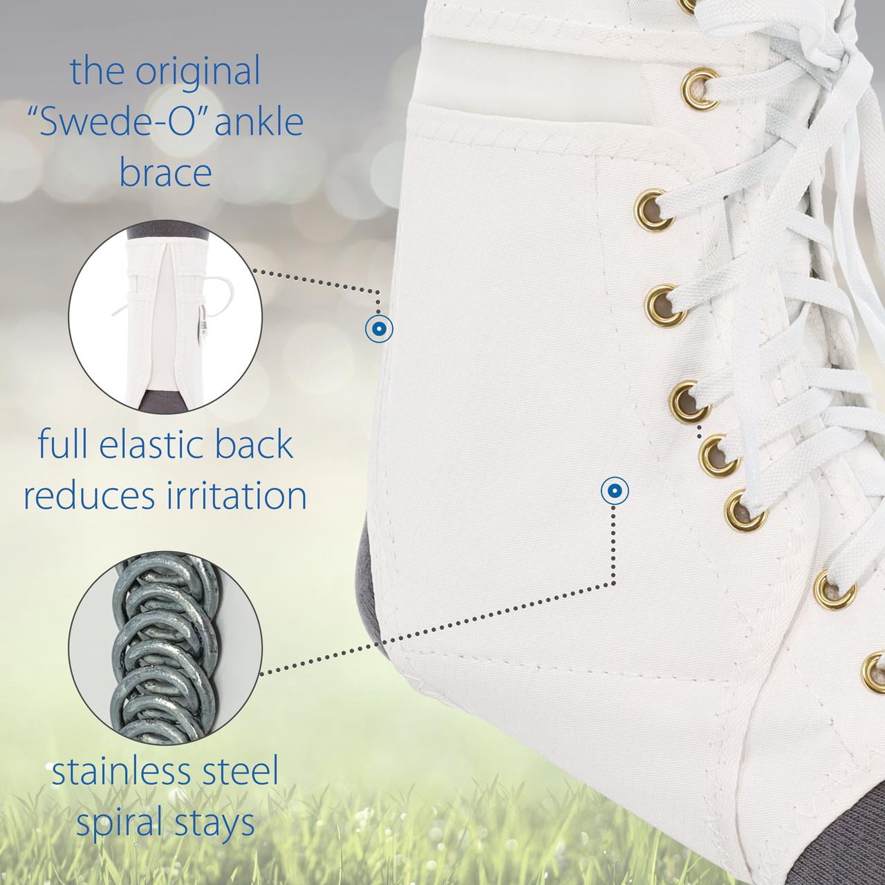 Swede-O Ankle Lok Reinforced Laced Ankle Brace for Sports, White, XLarge