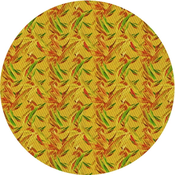 Ahgly Company Indoor Square Patterned Deep Yellow Area Rugs, 3' Square