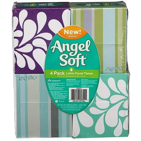 Angel Soft Facial Tissue Lotion 65ct 4pk