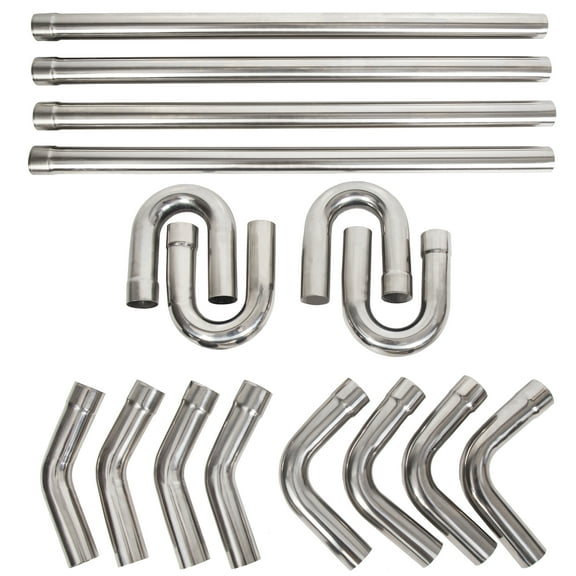 Kojem 16PCS 2.5" Custom Mandrel Exhaust Pipe Straight&Bend Kit T304 Stainless Steel