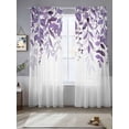 thumbnail image 2 of Purple Leaves Sheer Curtains 96 Inch Length 2 Panels for Living Room, Summer Botanical Voile Kitchen Curtain Set, Luxury Privacy Drapes Window Treatment for Bedroom, 2 of 7