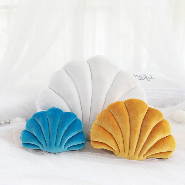 Almohada lavable antialérgica de concha marina, cojín de concha de océano, sofá, sofá, almohada bonita para decoración de hogar y oficina