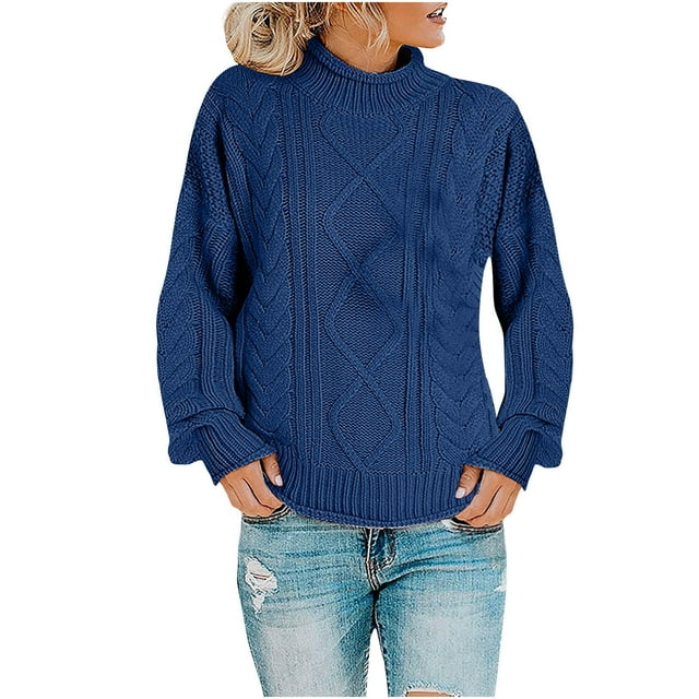 Long Manteau pour Femmes Décontracté Uni Manches Longues Épais Chandail Tricoté Col Roulé Manteau Chandail Col Roulé Épais Femmes Chandail Tricoté pour Femmes Col Roulé Manches Longues