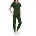 thumbnail image 2 of MLQIDK Women Scrubs Sets Plus Size Scrub Joggers Petite V Neck Yoga Scrub Pants and Tops Medical Scrubs Nursing Top Tall Scrubs Army Green XXL, 2 of 5