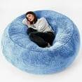 thumbnail image 5 of FYHALE Bean Bag Chairs for Kids, Large Circular Beanbag Chair, Fluffy Velvet Sofa Chair in Multiple Colors, Machine Washable Covers Durable 5.9ft, 5 of 6