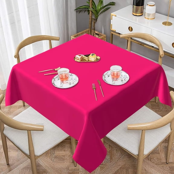 Minimalist Hot Pink Fuchsia Elegant Chic Soft Tablecloth Square Dinng Table Covers for Kitchen & Table Linens 52" x 52"