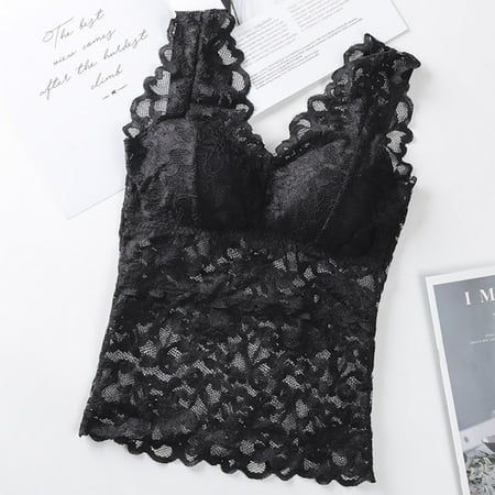 

Women s Lace Camisole Bra Lingerie Sports Bras Knitted Pattern Stretch Removable