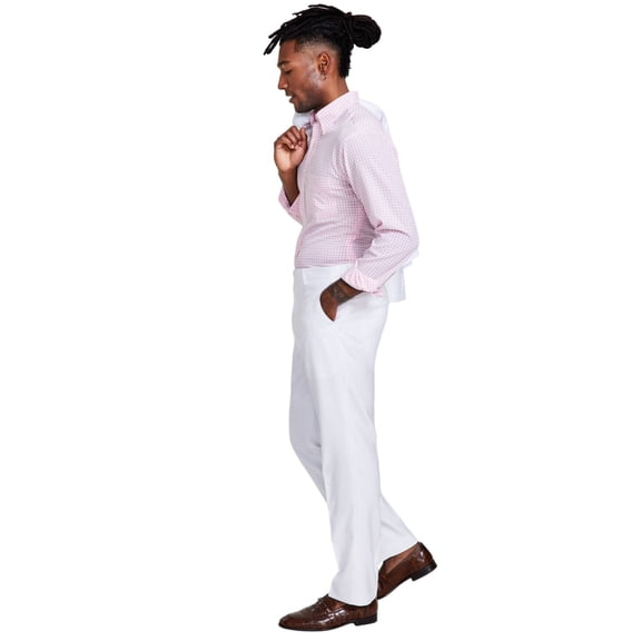 Tayion Mens Classic fit Dress Pants 38 / 30 White Solid
