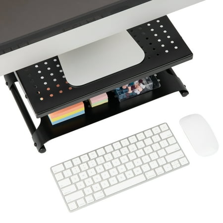 Mind Reader - Monitor Stand Riser 2 Tier Metal - Black