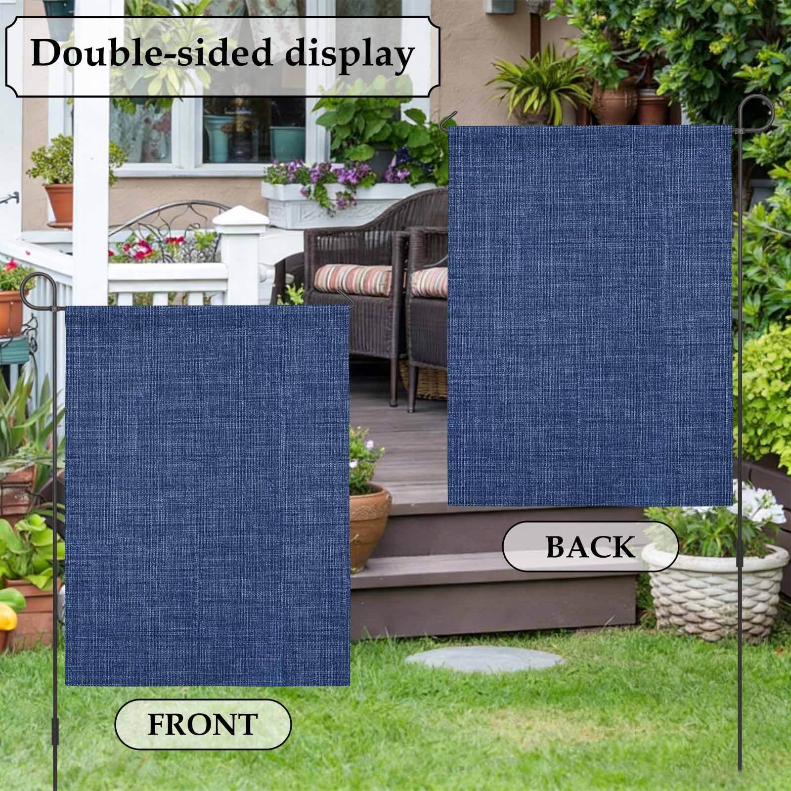 Navy Blue Linen House Flag 28 x 40 Inches, Farmhouse Pure Color Country Vintage Weather Proof Outdoor Patio Flags Double Sided Small House Decoration for Yard Lawn Outside Home
