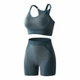 thumbnail image 2 of BLTIBY Shapewear Workout Sets for Women Two Piece Outfits Seamless Tummy Control High Waisted Biker Shorts Sports Bra Gym Yoga Activewear Navy Free Size, 2 of 6