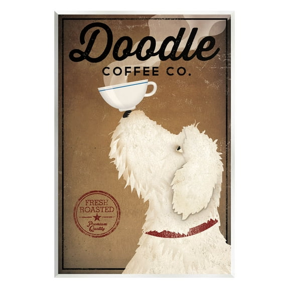 Stupell Industries Vintage Doodle Coffee Dog Sign Graphic Art Unframed Art Print Wall Art, Design by Ryan Fowler