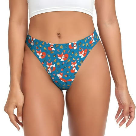 Thongs for Women - Cute Fox Floral No Show Seamless Womens Thongs Underwear  Stretch G String Thongs for Women  Ladies Breathable Kawaii Thong Bikini Panties Briefs