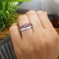 thumbnail image 4 of Dazzlingrock Collection 18K Princess & Round White Diamond And Ruby Ladies Bridal Engagement Ring Set, White Gold, Size 5, 4 of 5