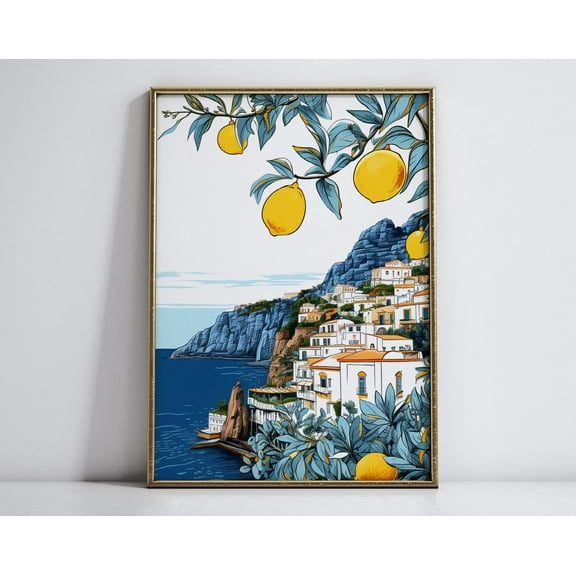 Amalfi Coast Art Print, Italy Art Print, Positano, Italian Coast, Italian Riviera, Housewarming, Travel Gift, Travel Poster, Europe Print Wall Art, Modern Wall Decor, 8x12 UNFRAMED
