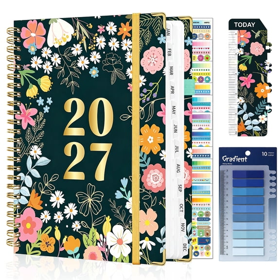 Amaopus 2027 Planner, 8.5" x 11" A4 Weekly and Monthly Calendar Planner, Jan 2027 - Dec 2027, Hardcover Planning Agenda Book with Tabs, Spiral Bound, Inner Pocket, Perfect for School Office Supplie