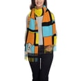 thumbnail image 2 of Women's Fashion Tassel Scarf, Colorful Lattice Snail Long Shawl, Lightweight and Warm, 2 of 9