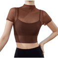 thumbnail image 1 of Blouses pour Femmes, Mode Décontractée, Maille Solide, Coussin de Poitrine Fixe, Sport, Yoga, Col Rond, Manches Courtes, 1 of 5