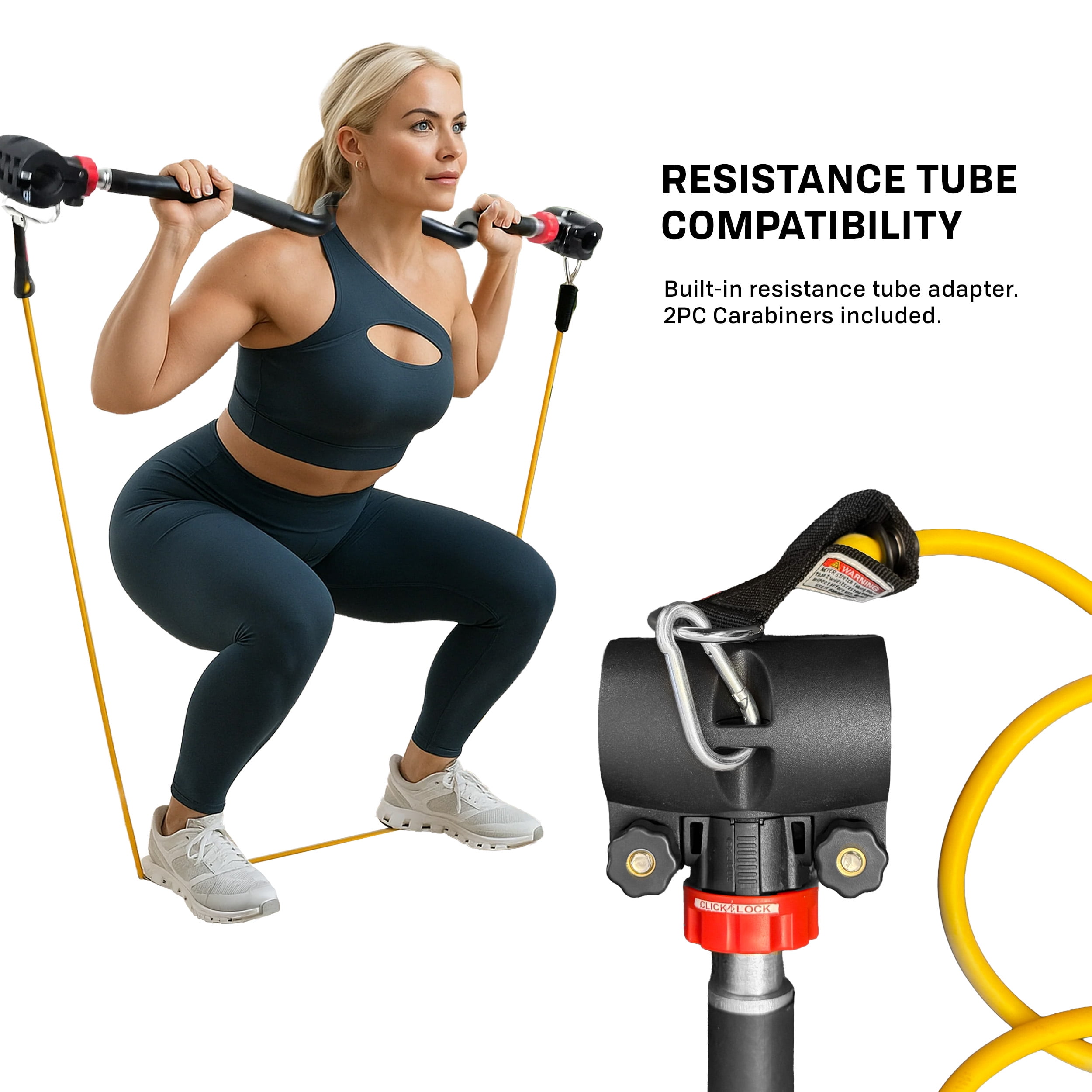 PRCTZ Modular EZ Curl Barbell Converter, Weight Lifting Curl Barbell, Biceps and Triceps, Dumbbell to Barbell Converter, Built-in Resistance Tube Adapter 200 Pound Capacity