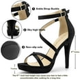 thumbnail image 2 of BLISSFUL STEP Women's Solid Color Stiletto Heel Zipper Ankle Strap Platform Sandals, 2 of 7