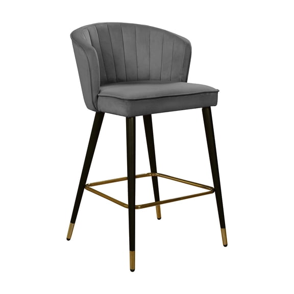 Meridian Furniture Cassie 28"H Velvet Counter Stool in Gray (Set of 2)