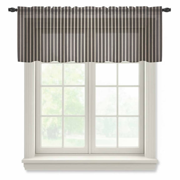 Vintage Brown, Valance Curtains for Kitchen/Living Room/Bathroom/Bedroom Window, Rod Pocket Small Topper Half Short Window Curtains Voile Sheer Scarf, Ombre Abstract Minimalist Geometric 42"x18"