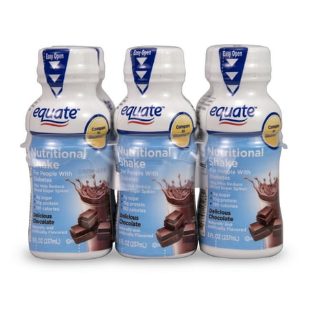Equate Delicious Diabetic Chocolate Nutritional Shake, 8 Fl Oz, 6 (Best Weight Gainer For Diabetics)