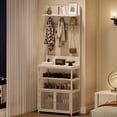 thumbnail image 3 of Danolapsi Hall Tree with Doors White 72.8in Coat Rack Shoe Storage Narrow Coat Tree Shoe Shelf Organizer with 7 Hooks,Multifunctional Hallway Shoe Cabinet for Entryway Bedroom and Mudroom, 3 of 8