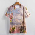 thumbnail image 3 of Blossoming Paris Eiffel Tower T Shirts Basic T-Shirt Short Sleeve Ladies Tee Shirt Summer Graphic Clothing, 3 of 6