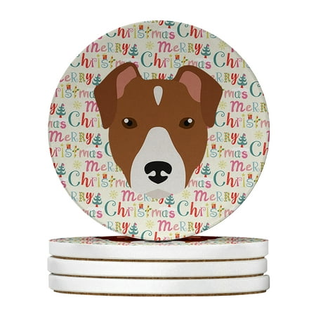 

Rat Terrier Merry Christmas Large Sandstone Coasters Pack of 4 4 in x 4 in