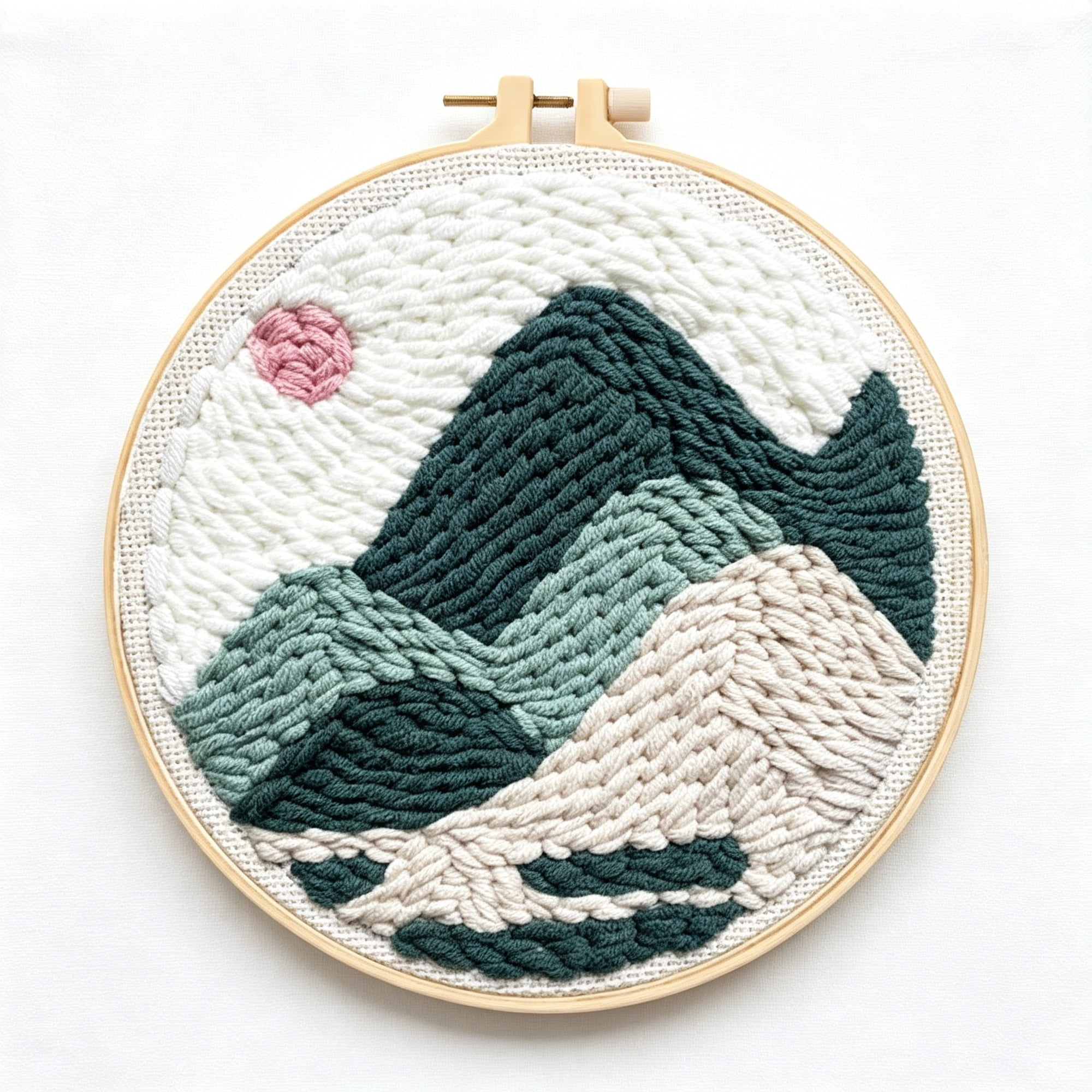 TUWAFE Landscape Punch Needle Kit for Adult Beginner Painting Crochet Kit Diy Craft Set with Pre-Printed Fabric Embroidery Hoop Threads Tools Ideal Craft Gift Home Decor