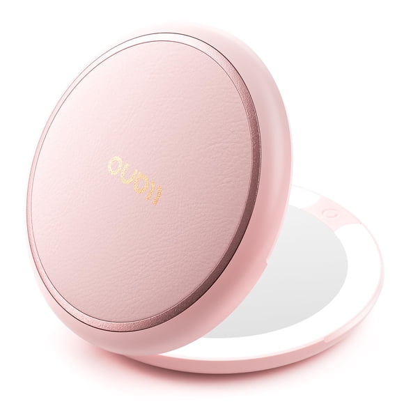 Maquillaje de viaje compacto con iluminación de espejo plano con aumento de 1X/2X
