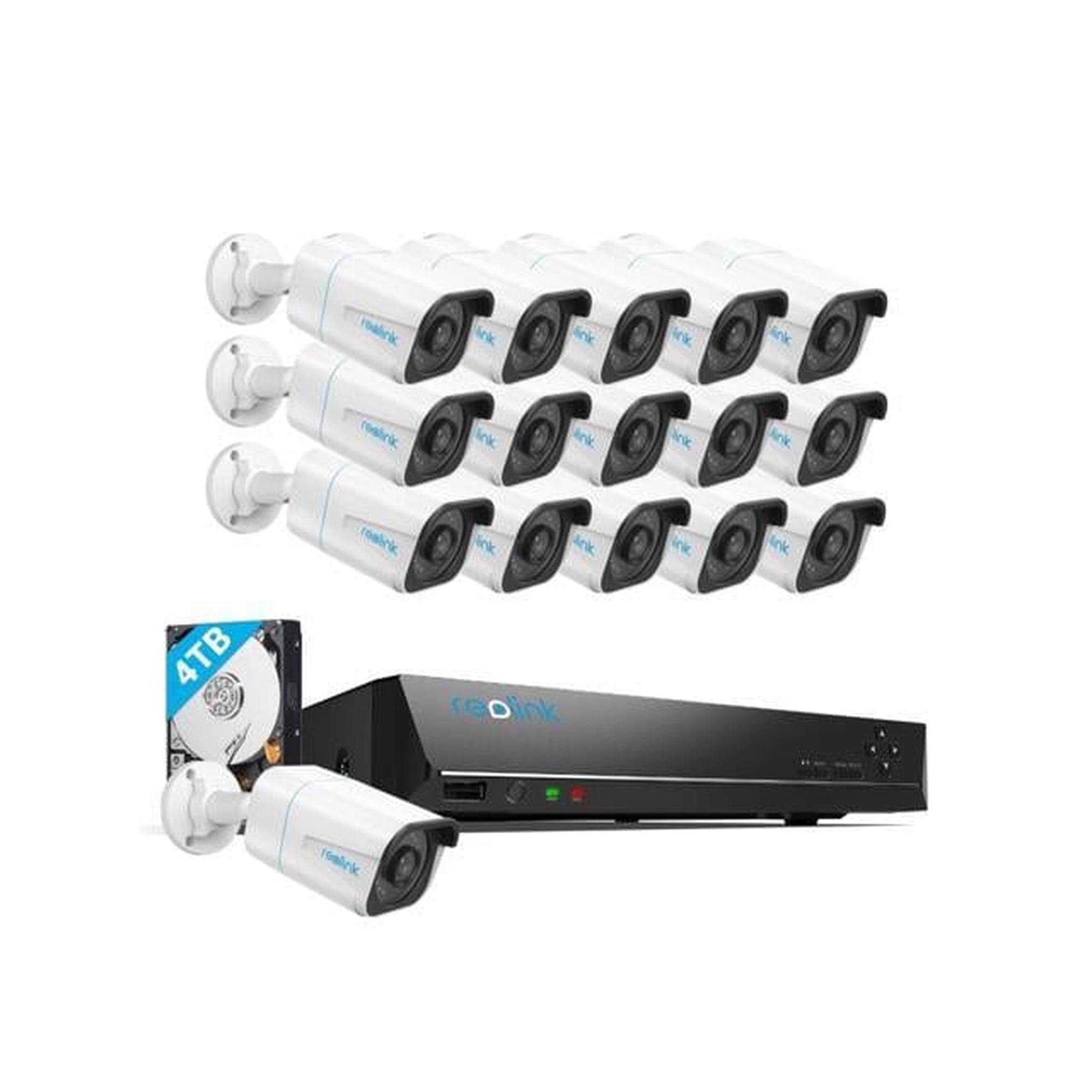 Reolink 16-Channel PoE Security NVR System, 4TB HDD, 16pcs 8MP Cameras, AI Detection, RLK16-810B16-A