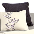 thumbnail image 4 of Benjara 7 Piece King Polyester Comforter Set with Leaf Embroidery- Gray & Purple, 4 of 7