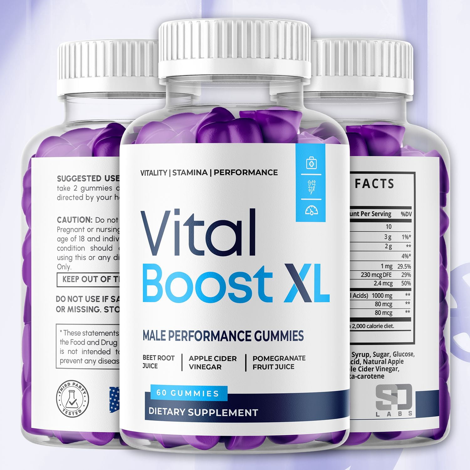 Vital Boost XL Gummies Advanced Formula All Natural Vitamin Supplement 180 Gummies