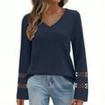 thumbnail image 4 of Womens Ribbed Knit Shirts V Neck Long Sleeve Lightweight Pullover Tops Casual Fashion Loose Sweater Fall Business Blouses, 4 of 5