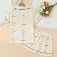 thumbnail image 4 of Bainana Girls 2 Pieces Sleep Outfit Set Cartoon Print Short Sleeve Button Down Shirts And Shorts Set Soft Leisure Toddler Girls Holiday School Daily Loungewear Size 2-3 Years White, 4 of 7