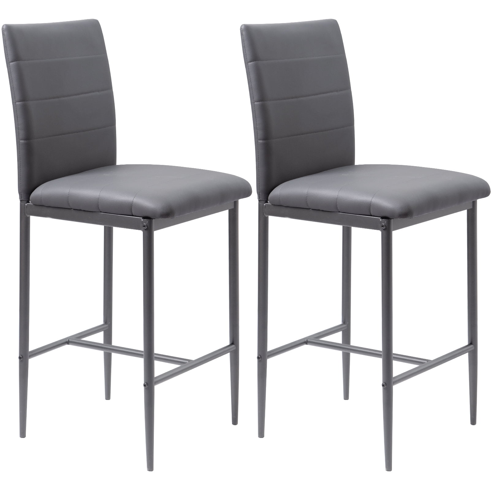Sanspredet Bar Stools Set of 2 Modern Faux Leather Counter Height Barstools with Back Tall Bar