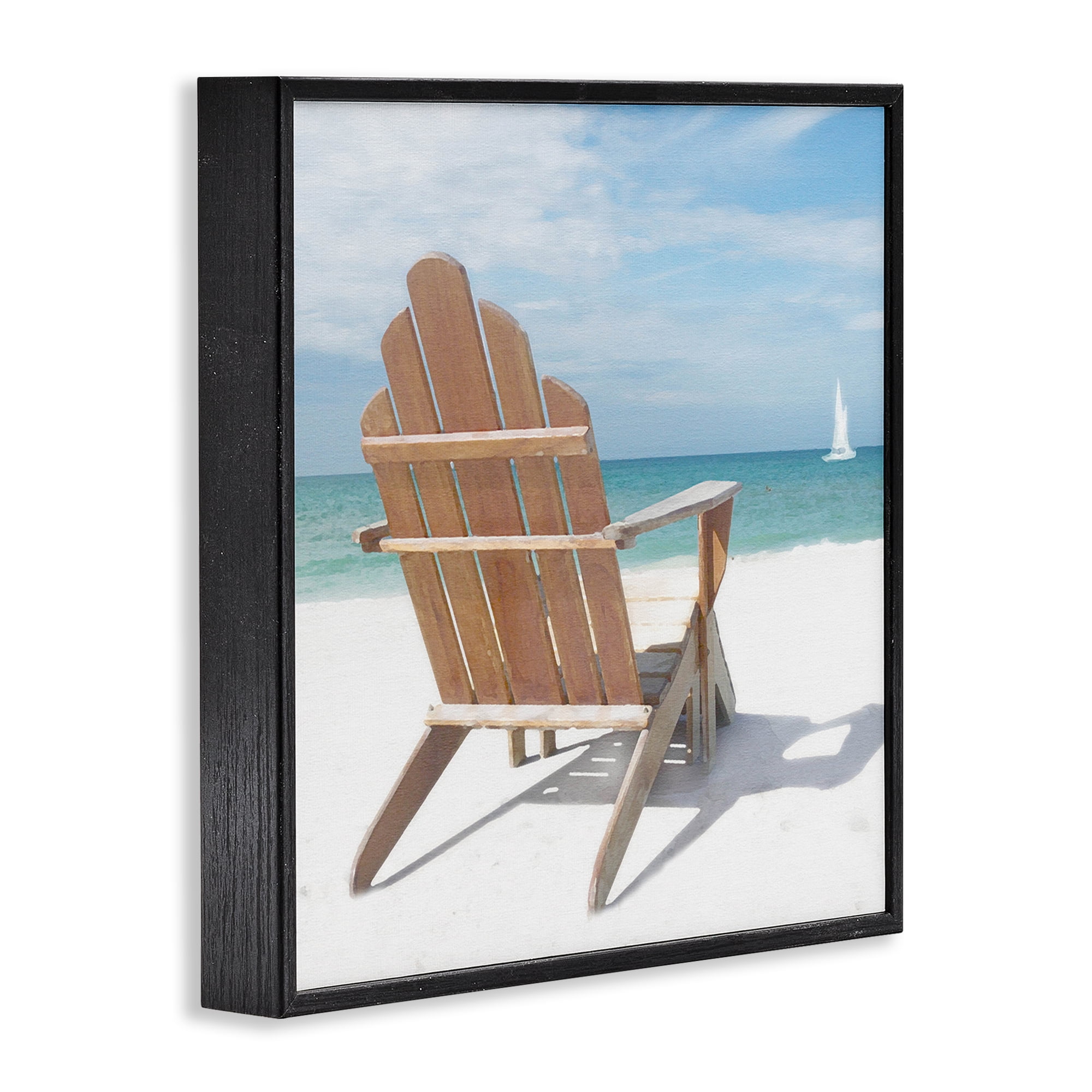 Stupell Industries View West Beach Chair Landscape Painting Black Framed Art Print Wall Art, 24 x 24