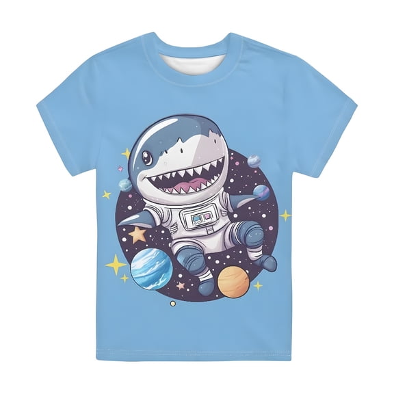 Tfken Soft Tops For Boys Comfy Travel Daily Wear Comfortable Short Sleeve T-Shirts Summer Cartoon Print Graphic Tees Casual Tshirts Kids Cute Clothes Size 1-2 Years