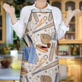 thumbnail image 6 of Beige Baseball Items Pattern Apron-Garden Aprons for Women with Pockets-Cotton Linen Waterproof Kitchen Cooking Gardening Aprons Adjustable for Kitchen,Cooking,BBQ and Salon 33x27 Inch, 6 of 7