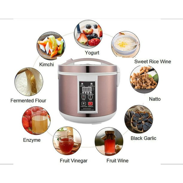 INTBUYING 5L Multi-fonctionnel Ail Noir Fermenteur Ail Yaourt Natto Fruit  Vin Santé Fermentation Pot Maker 