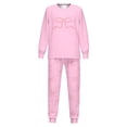 thumbnail image 5 of Kids Pajamas Set Holiday Bowknot Print Long Sleeve Crewneck Top with Pants Soft Two Piece Outfit Girl Clothes Size 5-6 Years, 5 of 6