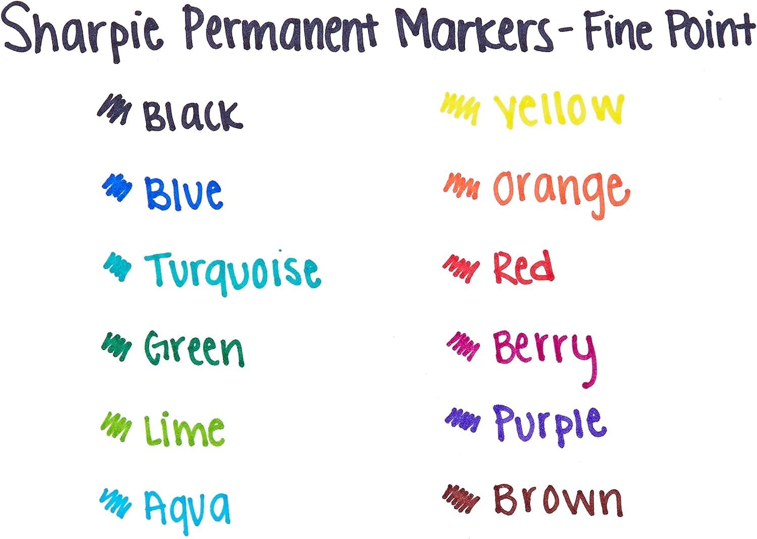 Sharpie Permanent Marker Fine Point - Black Ink - 36 Count