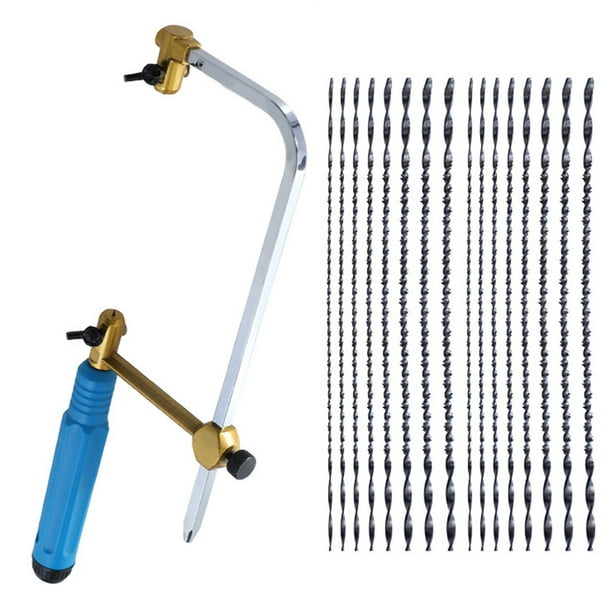Muyoka Sierra de calar Sierra de mano de metal resistente Sierra para metales antideslizante de corte rápido con 16 hojas de sierra de acero de repuesto Kit de herramientas para trabajar la madera par Muyoka Hogar