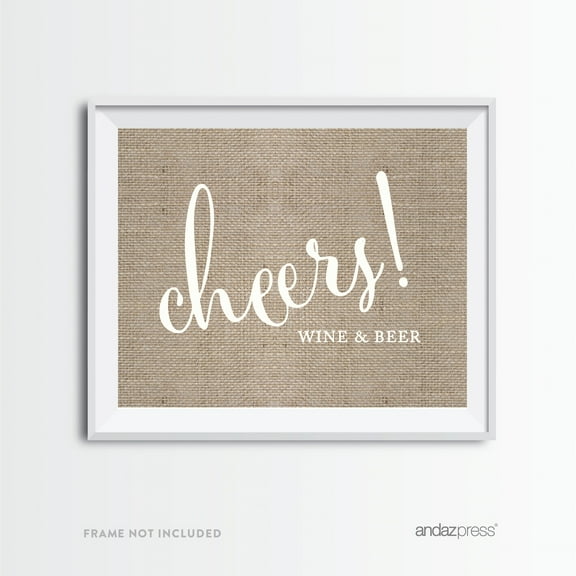 Cheers Wine & Beer Burlap Wedding Party Signs