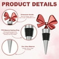 thumbnail image 3 of Uxcell 2 Pcs Bow Wine Stopper, Reusable Wine Stoppers Airtight Leak-proof Bottle Plugs Liquor Saver Beer Beverage Glass Bottles Stopper for Bar Holiday Party Home Decor, Silver-Red, 3 of 7