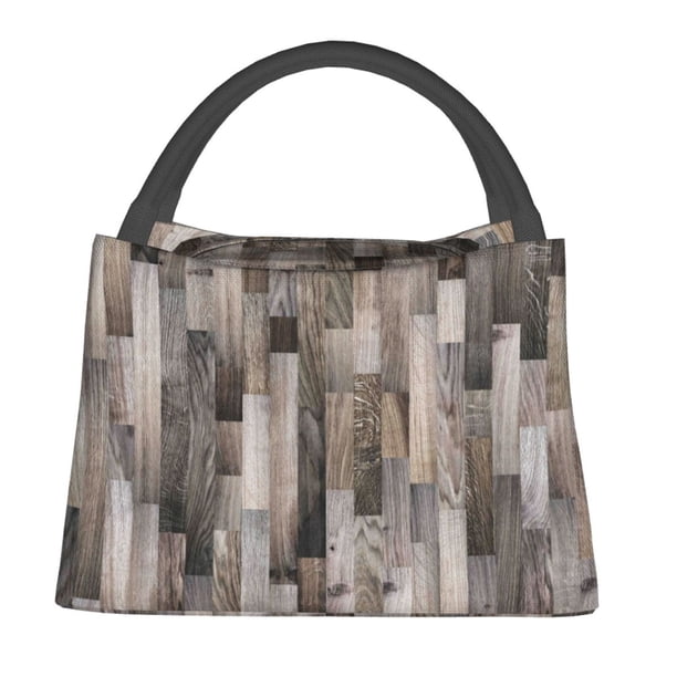 Fotbe Wooden Texture Bolsa Térmica Portátil con Estampado, Bolsa de Entrega de Alimentos Aislada, Bolsa Reutilizable de Gran Capacidad para Comidas y Supermercado